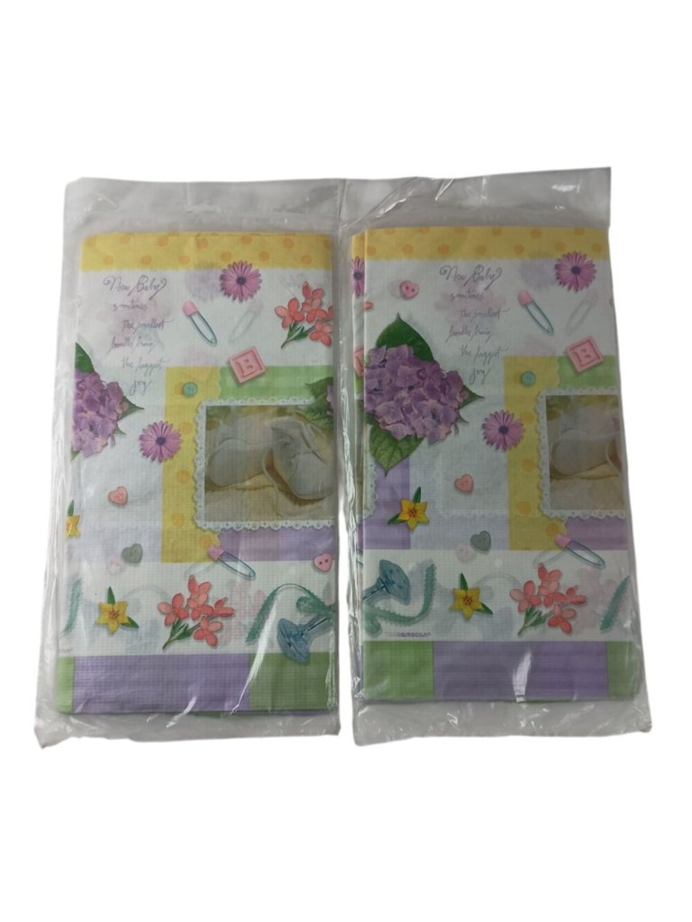 Set Of 2 Amscan Baby Shower Pitter Patter Tablecover 54" x 102" New
